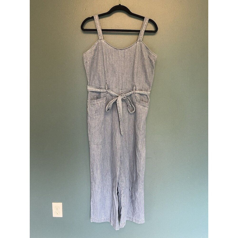 Rewash Denim Belted Jumpsuit w/ Tie waist light wash Size Large